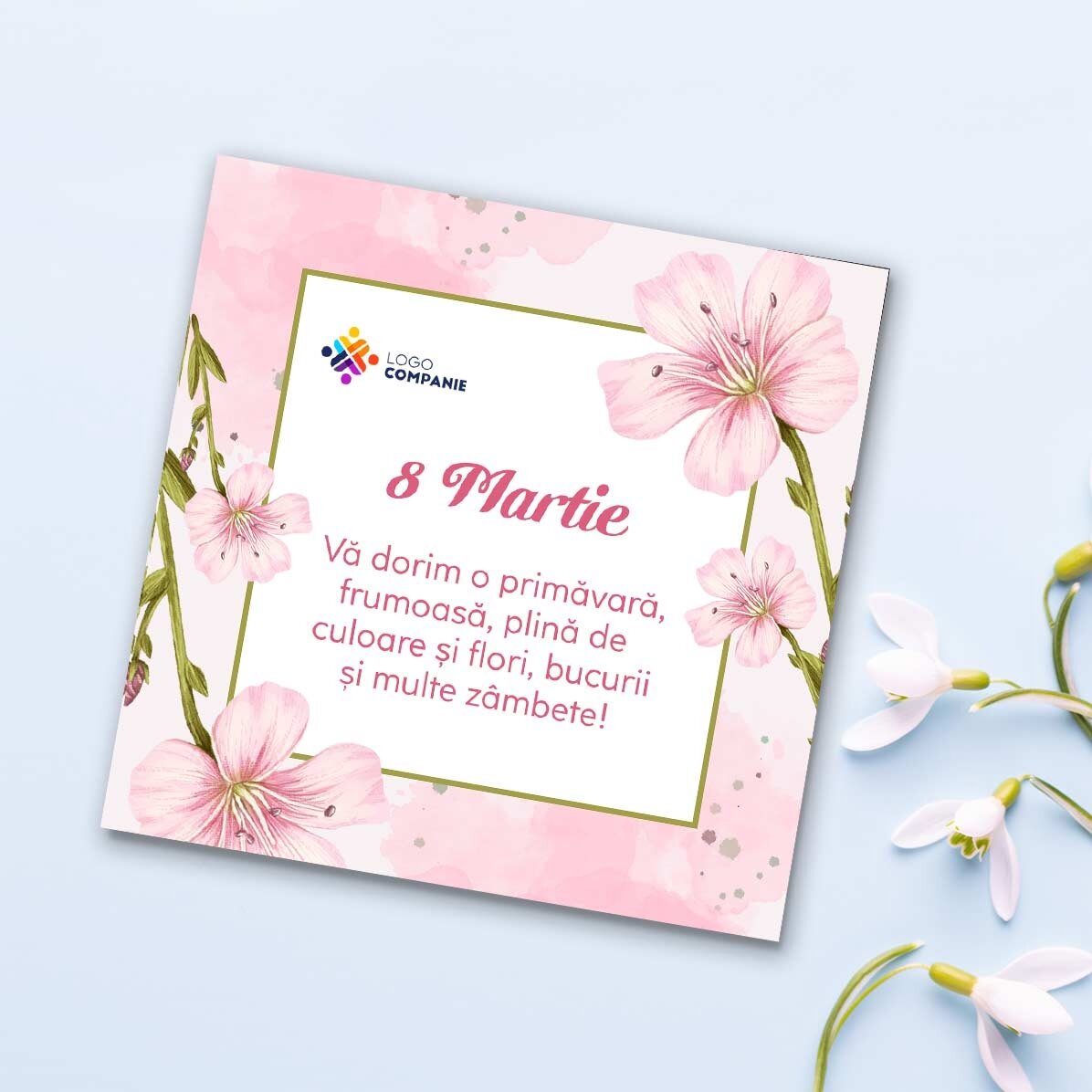 Individuell gestalteter Magnet 10 x 10 mit Logo und Text – 8. März
