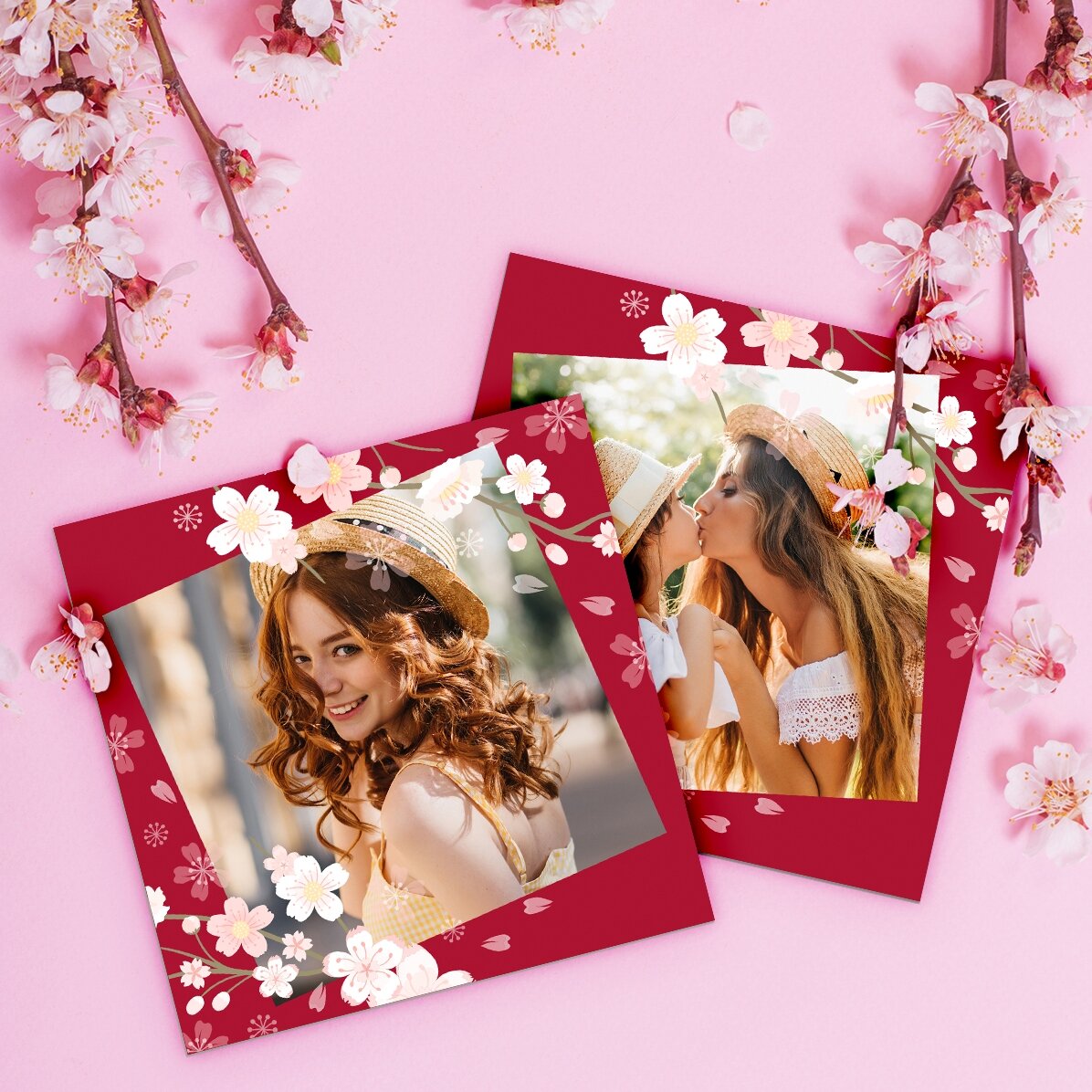 Individuell gestalteter Magnet 10x10 mit einem Foto – Kirschblüten