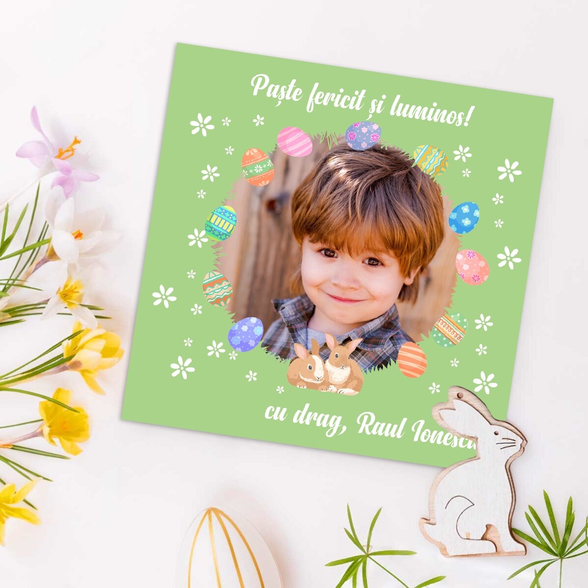 Individuell gestalteter Magnet 10x10 mit Foto und Text – Ostern