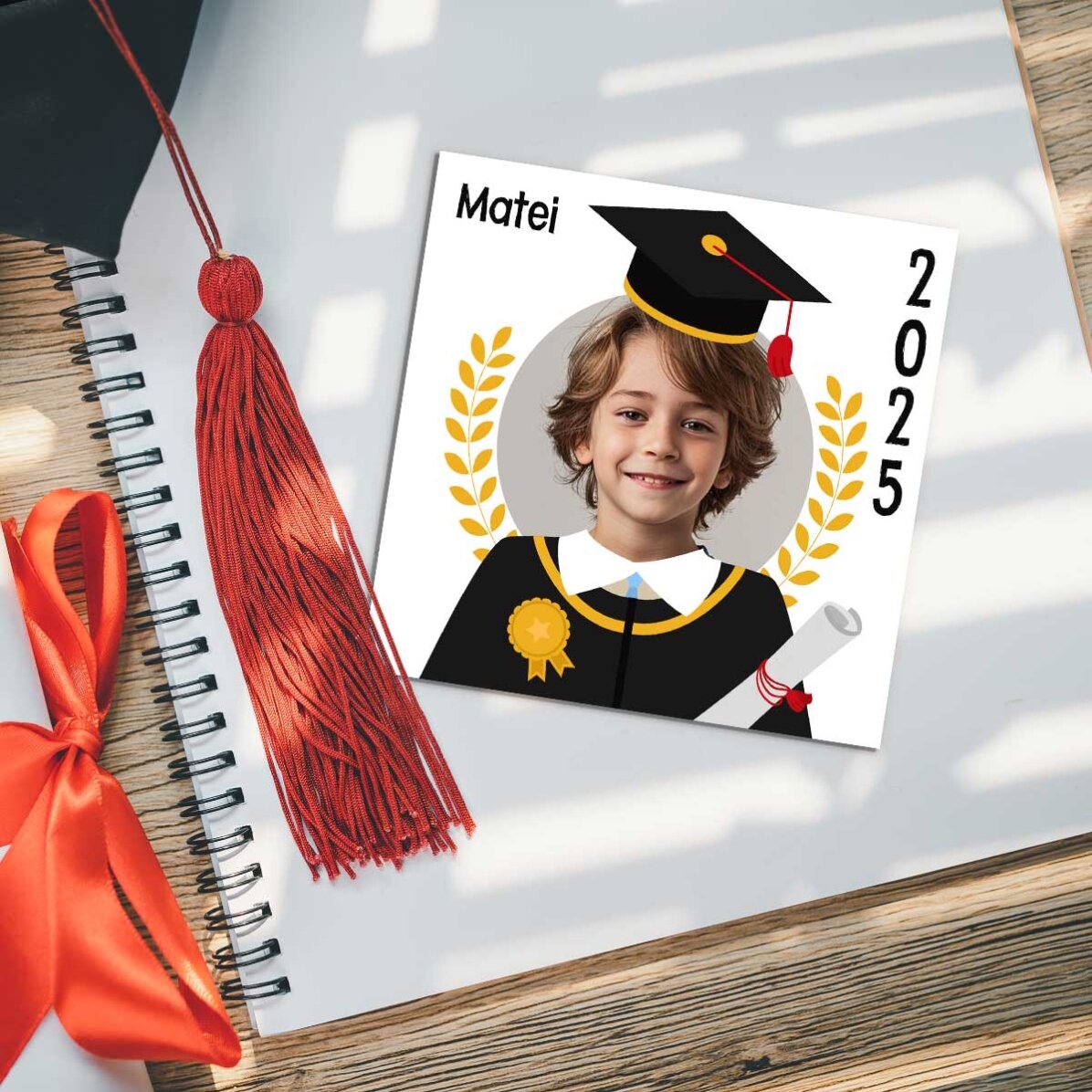 Individuell gestalteter Magnet 10x10 mit Foto und Botschaft – Absolvent