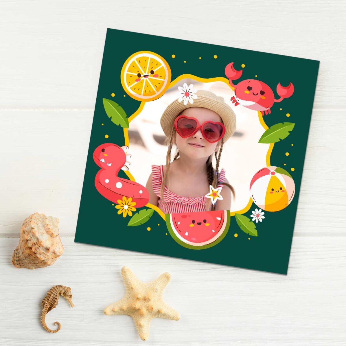 Individuell gestalteter Magnet 10x10 mit Foto – Sommerurlaub