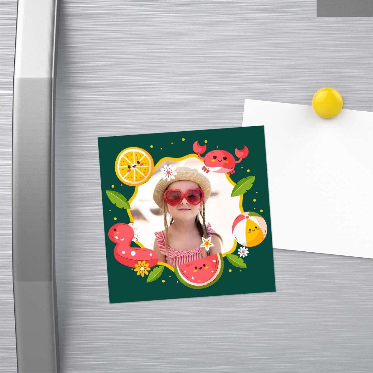 Individuell gestalteter Magnet 10x10 mit Foto – Sommerurlaub