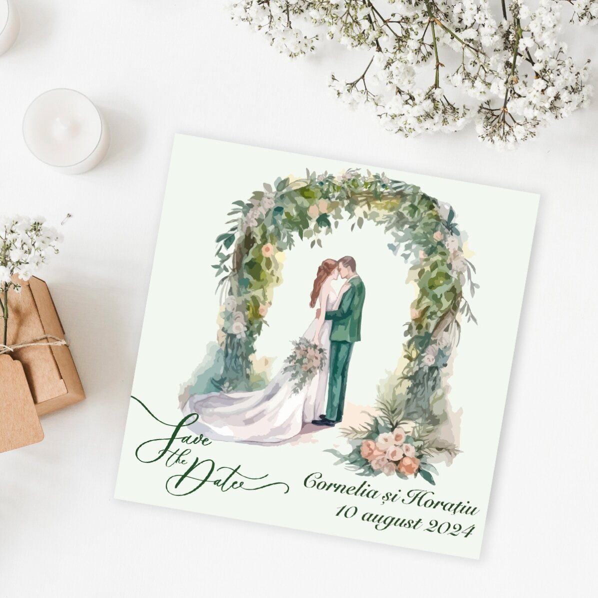 Individuell gestalteter Magnet 10x10 mit Text – Save the date