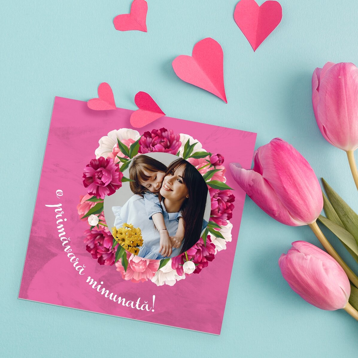 Personalisierter Magnet mit Foto und Botschaft – Einen schönen Frühling