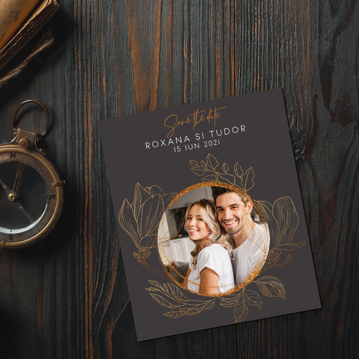 Individuell gestalteter Magnet (10 x 12 cm) mit Foto und Text – Save the date