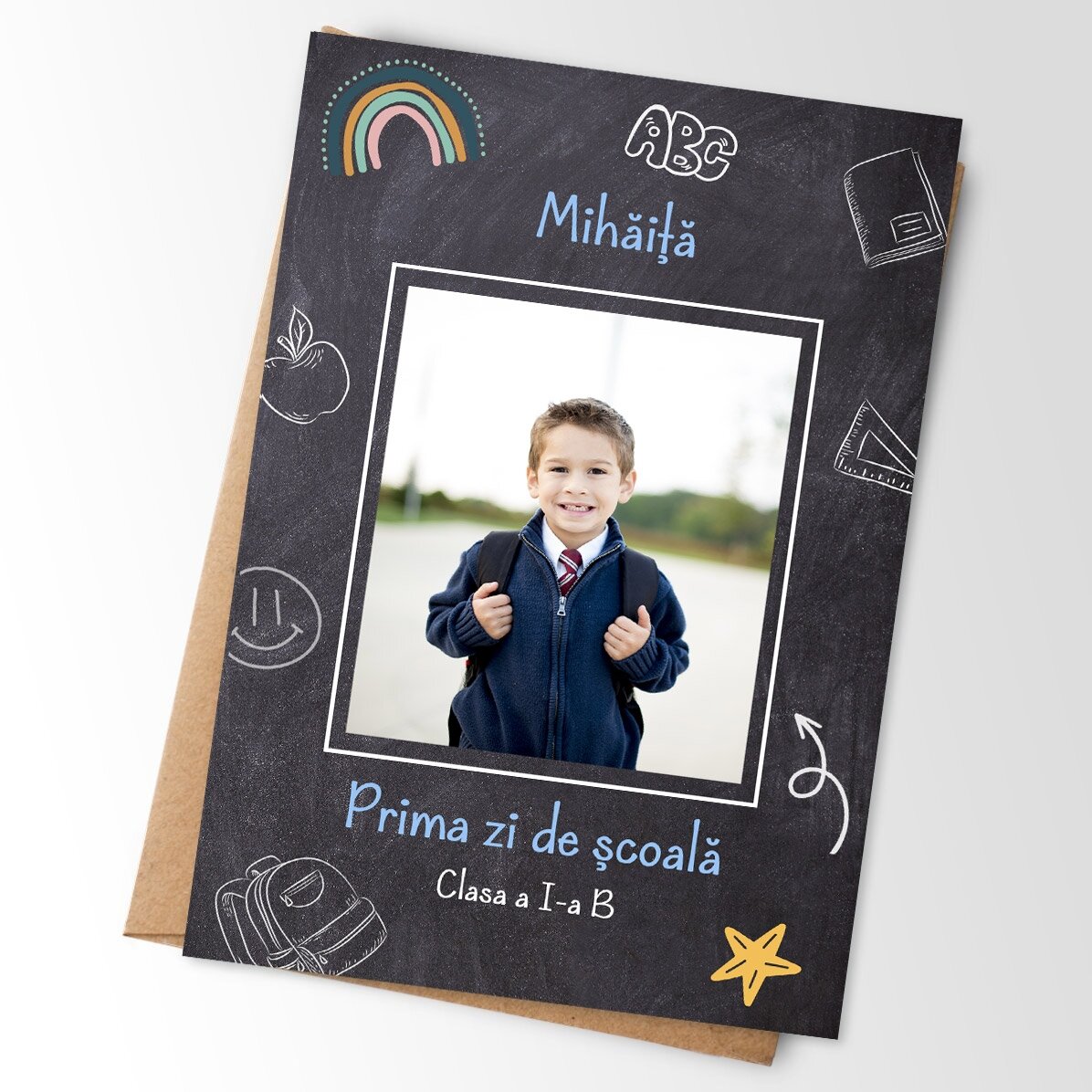 Individuell gestalteter Magnet (10 x 15 cm) mit Foto und Text – Schule