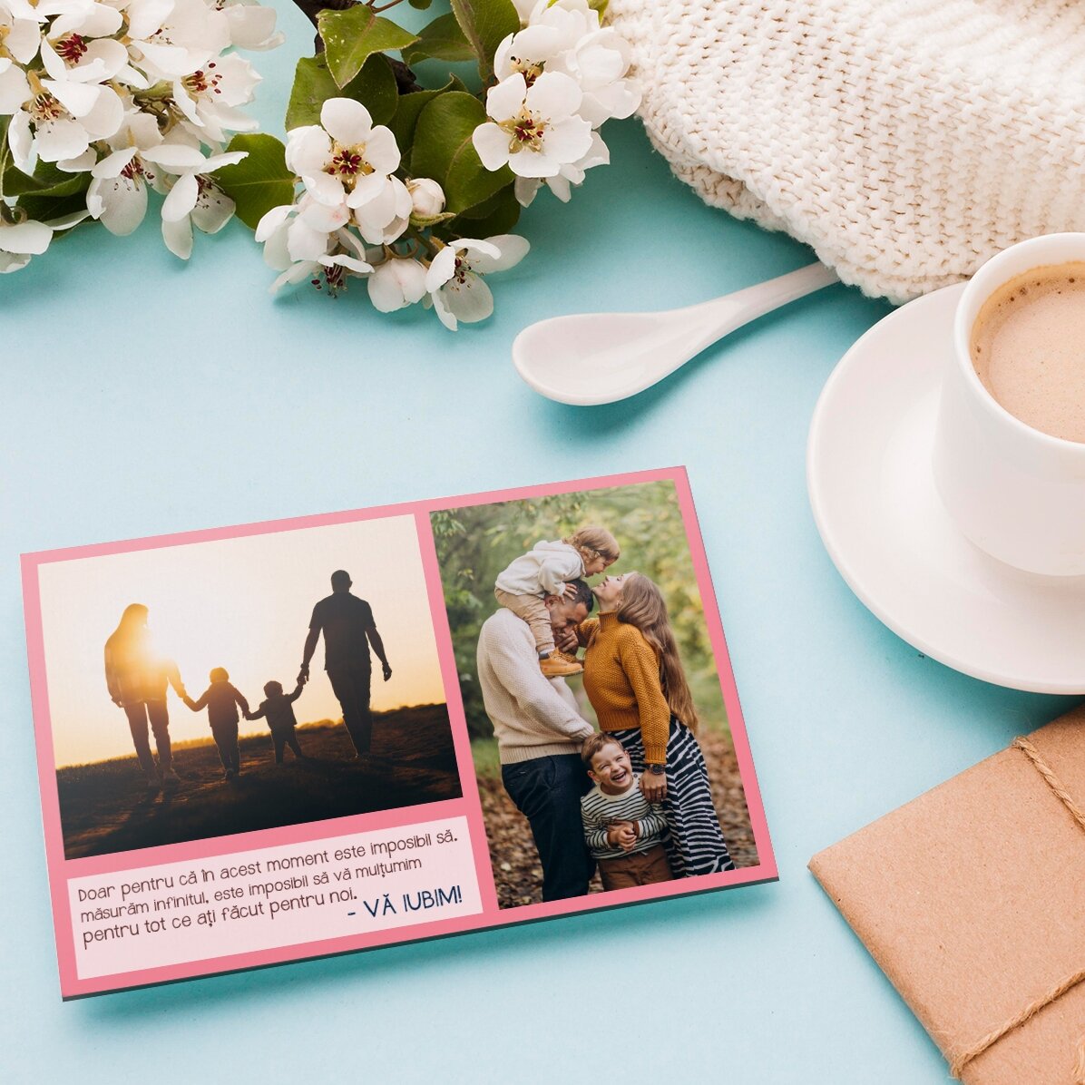 Individuell gestalteter Magnet (10 x 15 cm) mit Text und 2 Fotos – Vielen Dank!