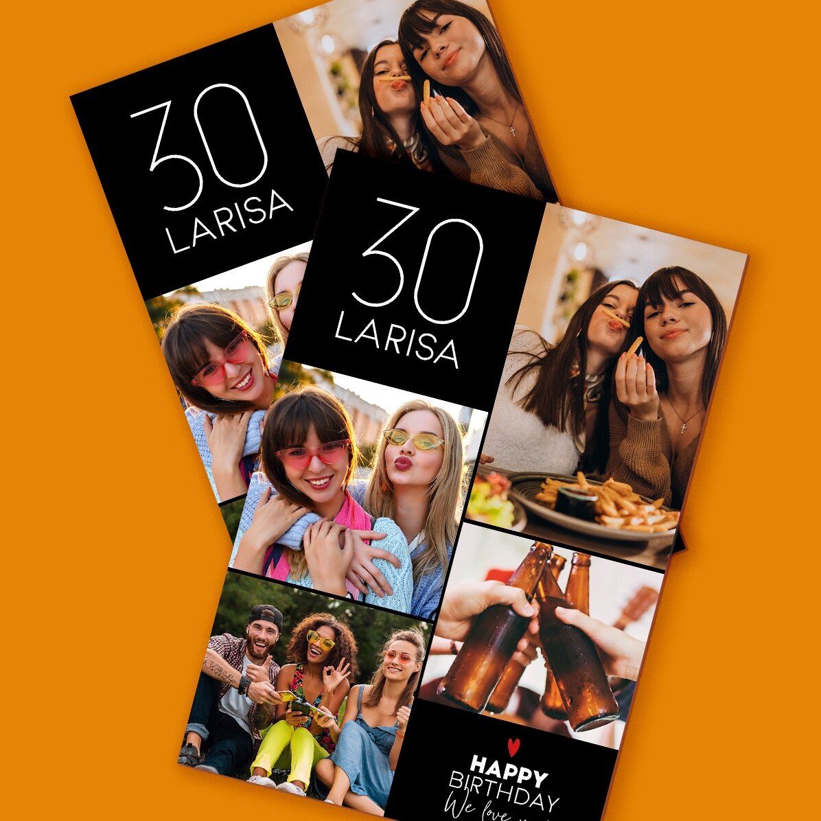 Individuell gestalteter Magnet (10 x 15 cm) mit Text und 4 Fotos – Happy Birthday
