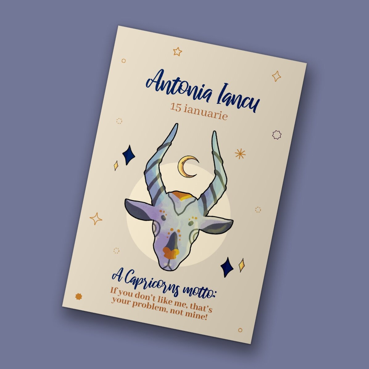 Individuell gestalteter Magnet 10 x 15 cm mit Text – Sternzeichen Steinbock
