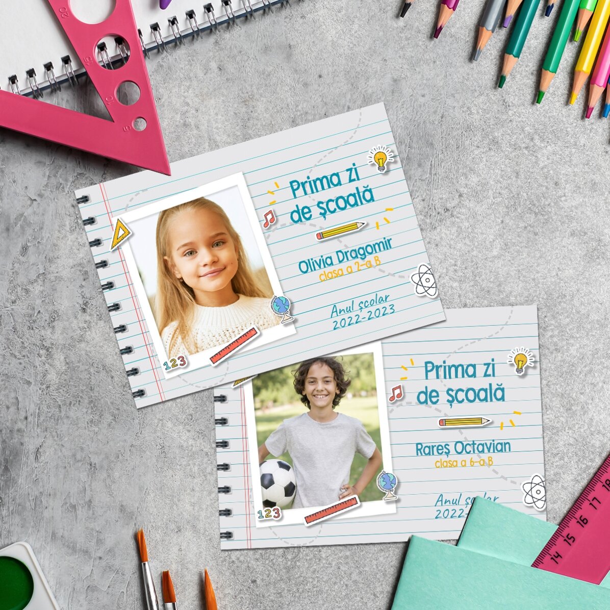 Individuell gestalteter Magnet (10 x 7 cm) mit Foto und Text – Der erste Schultag