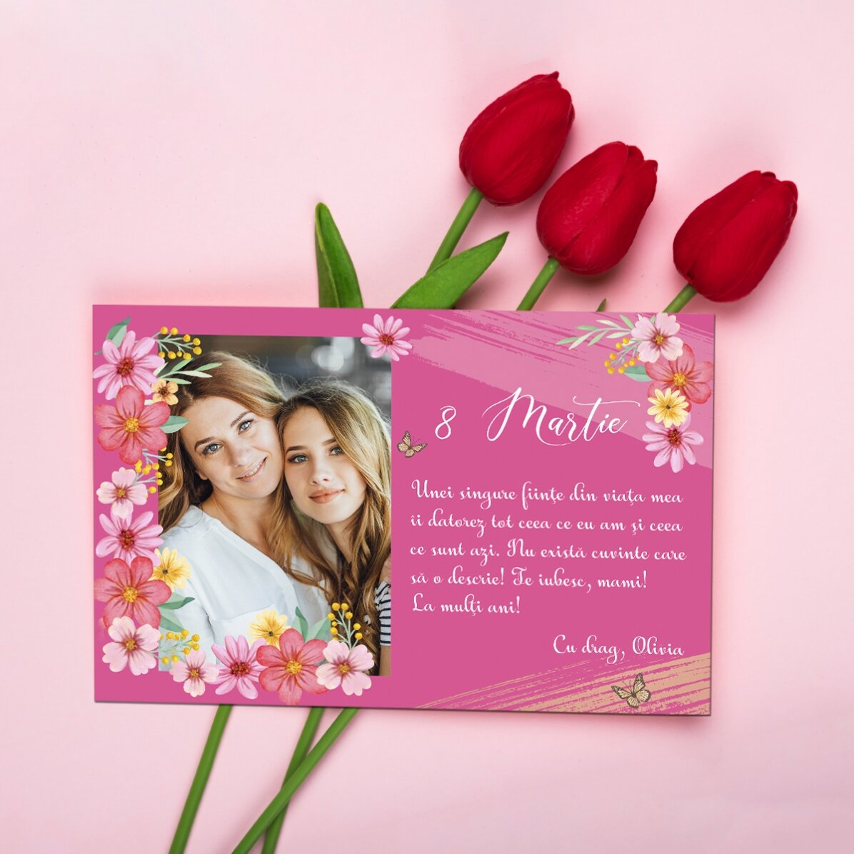 Individuell gestalteter Magnet (15 x 10 cm) mit Foto und Text – 8. März