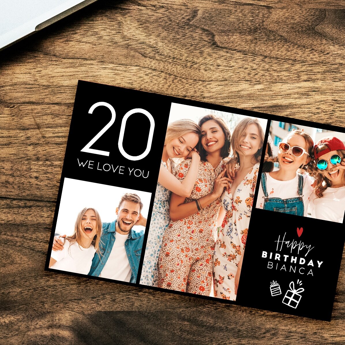 Individuell gestalteter Magnet, 15 x 10 cm, mit der Aufschrift „Happy birthday“