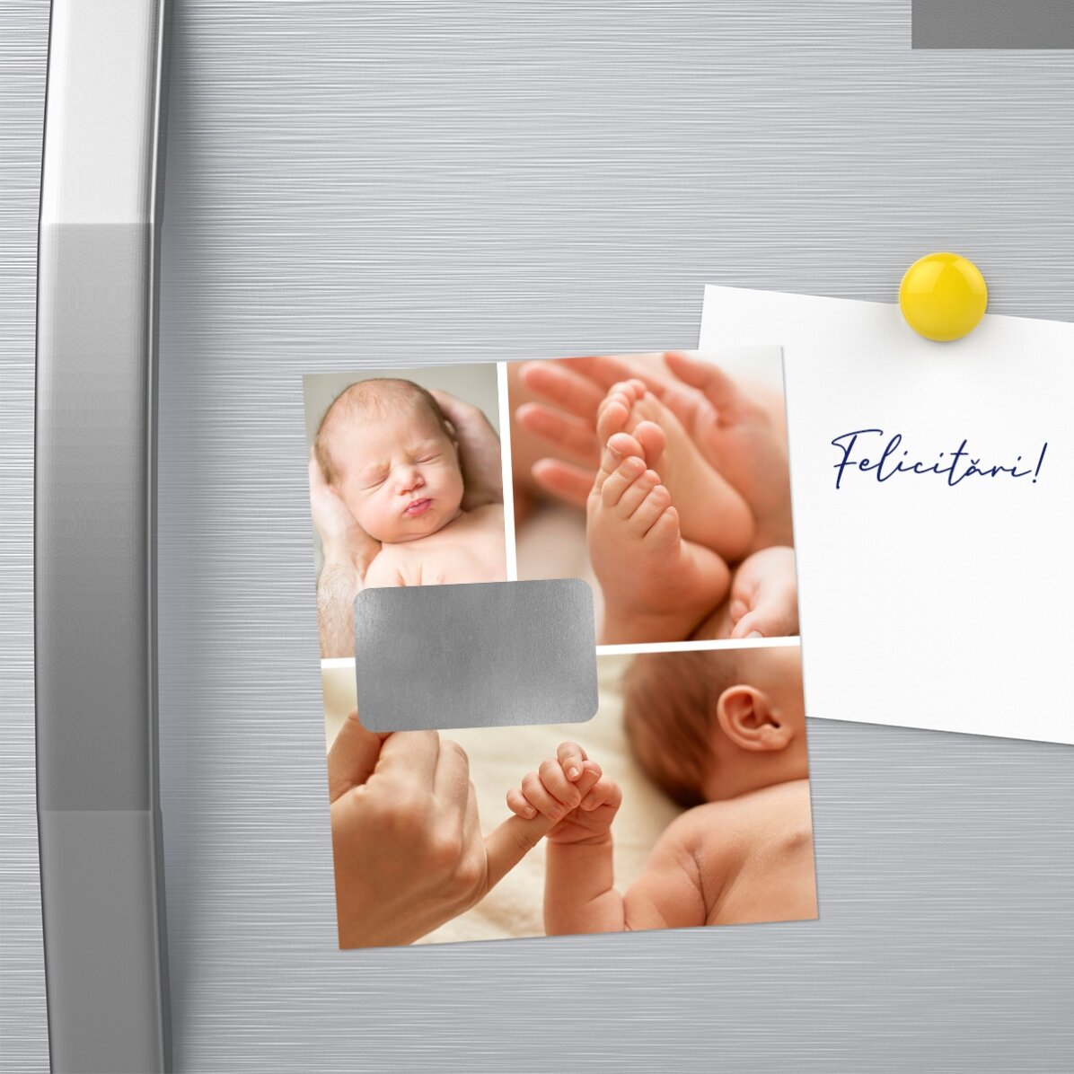 Abkratzbarer Magnet, 10 x 12 cm, individuell gestaltet mit 3 Fotos und einer Botschaft