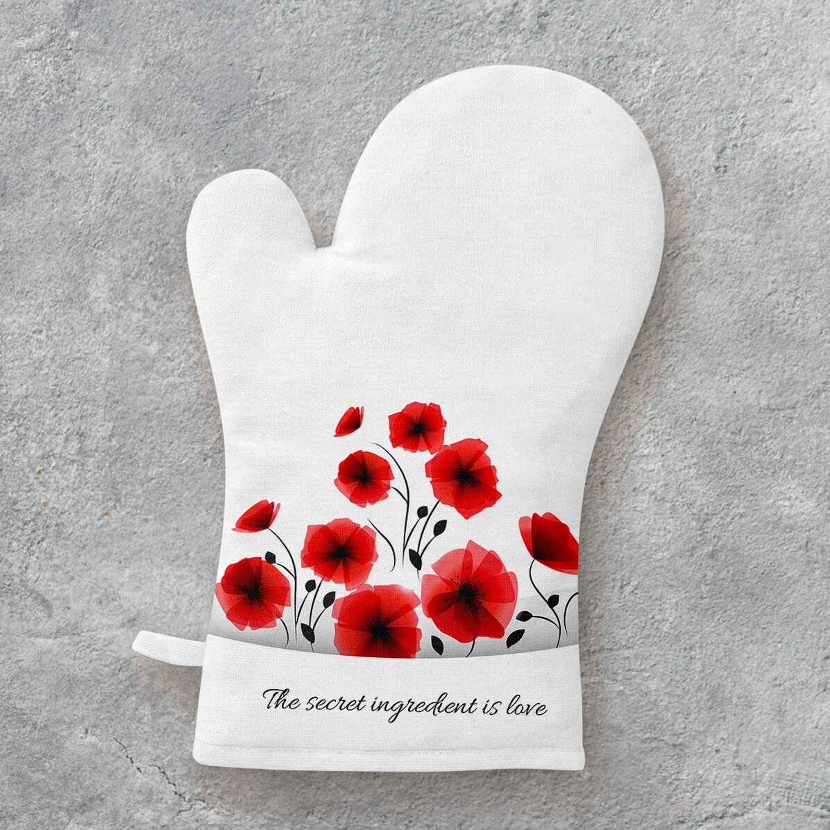 Personalisierter Küchenhandschuh mit Schriftzug – „Love mom“