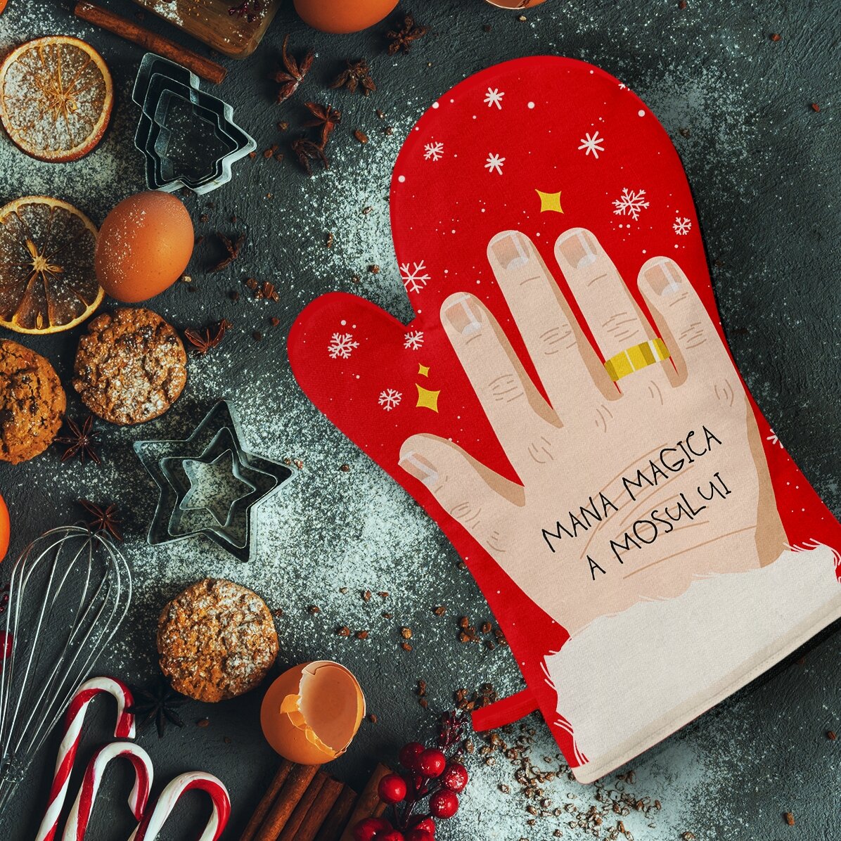 Personalisierter Küchenhandschuh mit Aufdruck – Die magische Hand des Weihnachtsmanns