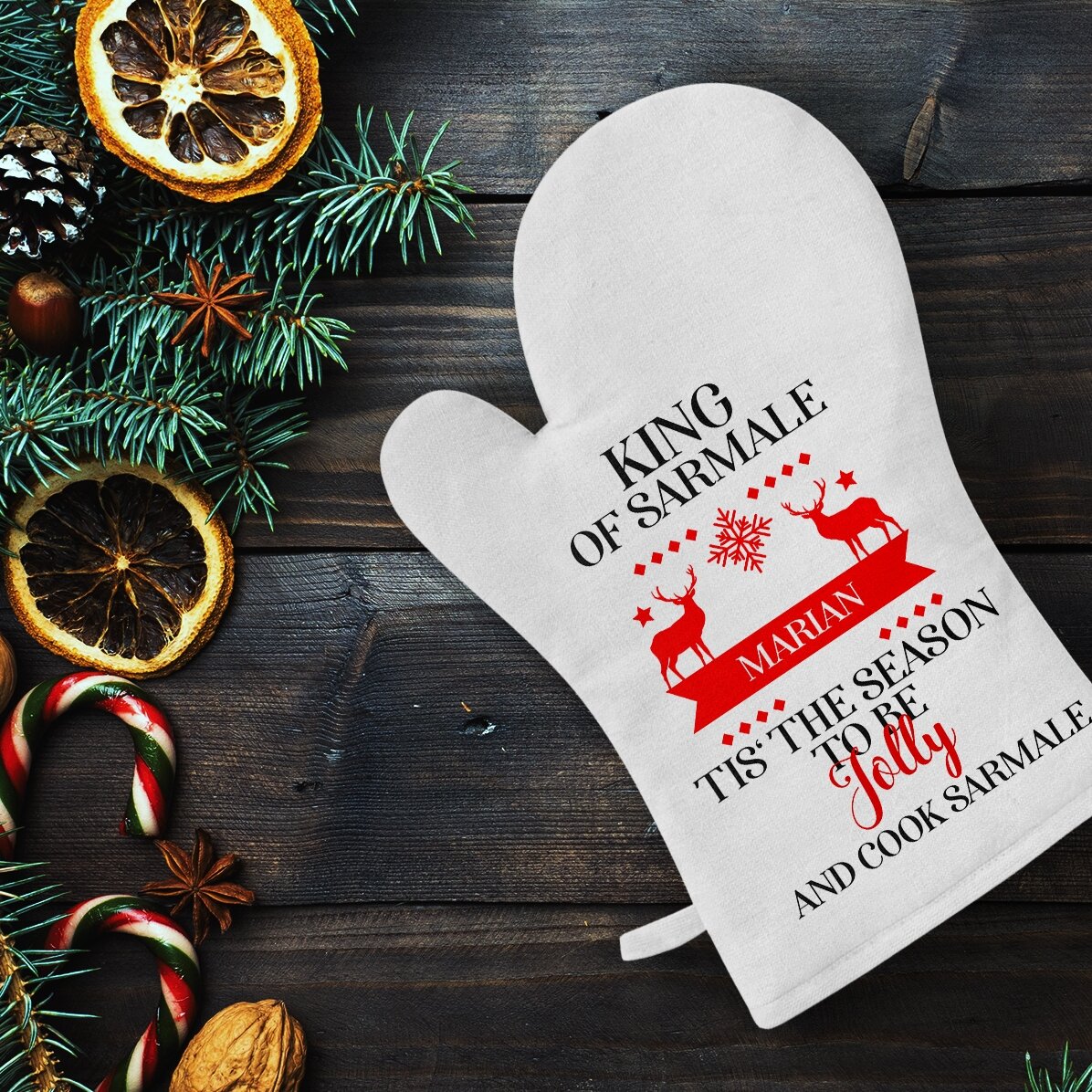 Personalisierter Küchenhandschuh mit Aufdruck – „King of Sarmale“