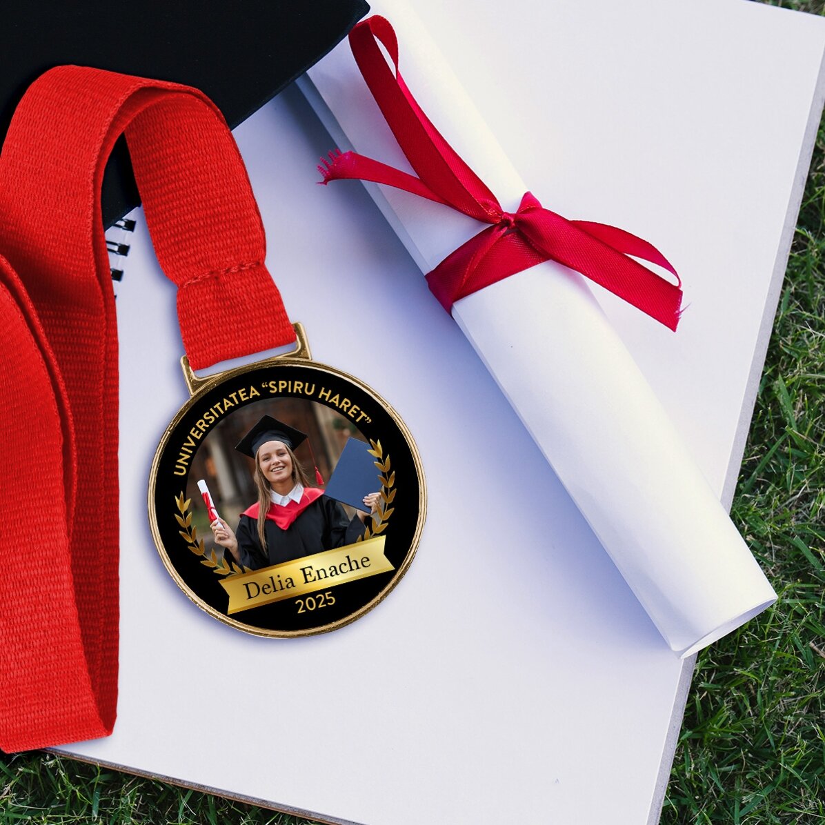 Personalisierte Medaille mit Foto und Text – Absolvent