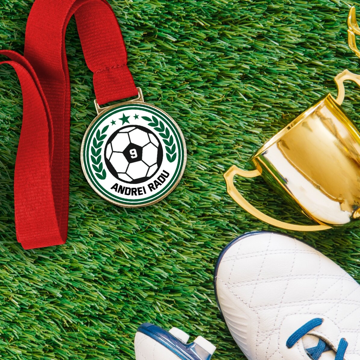Personalisierte Medaille mit Text – Fußball