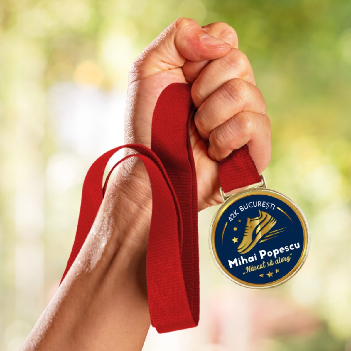 Personalisierte Medaille mit Text für Läufer
