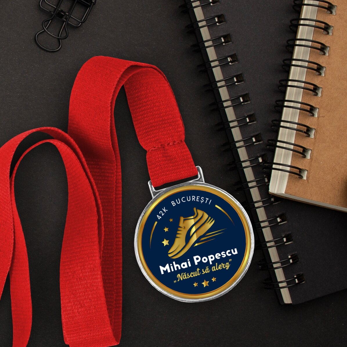 Personalisierte Medaille mit Text für Läufer