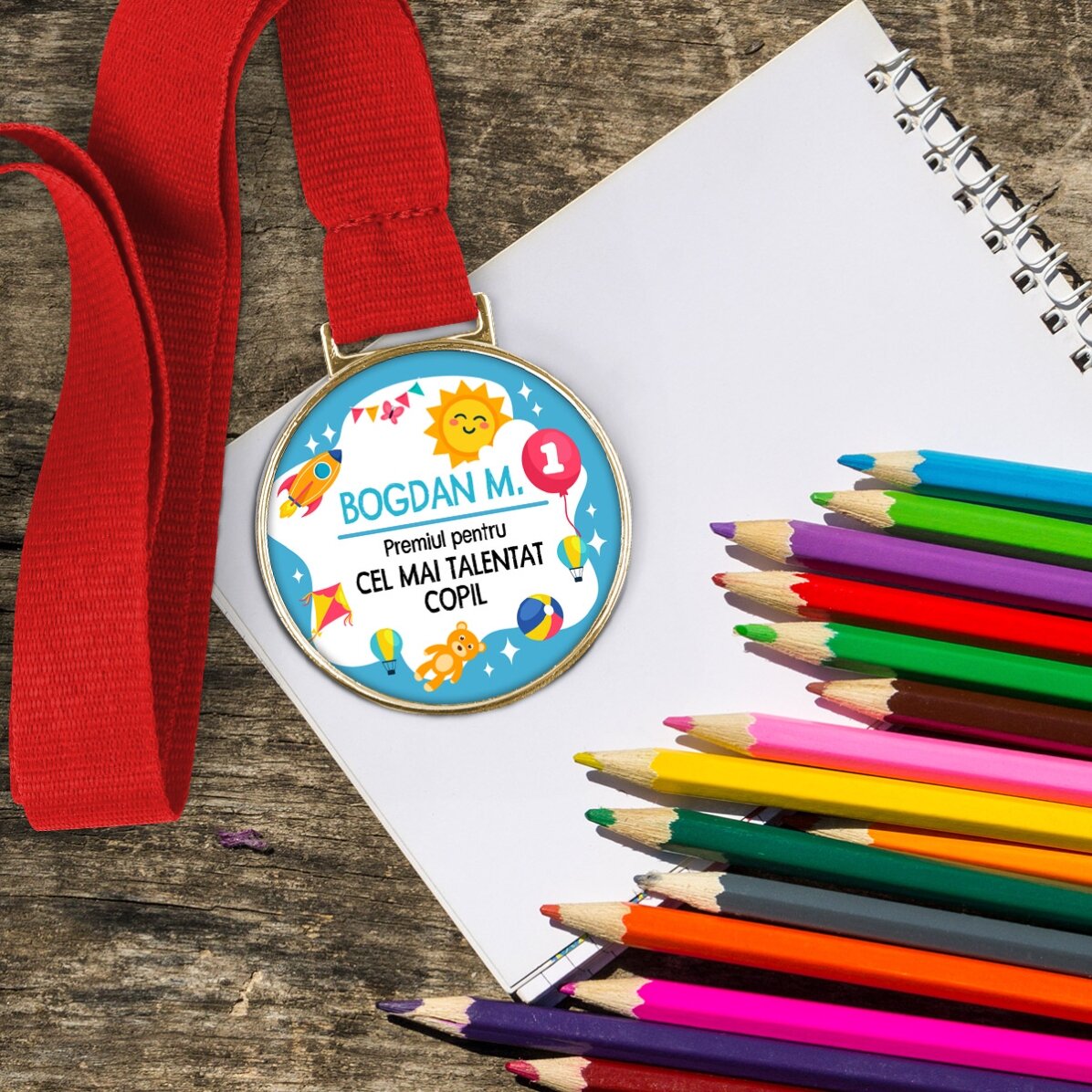Personalisierte Medaille mit Text – Kindertag