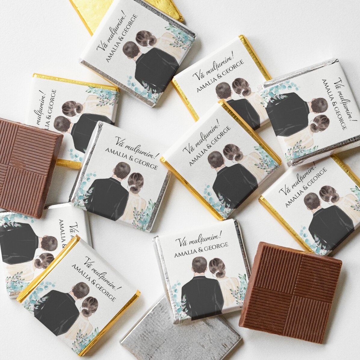 Personalisierte Mini-Schokoladenpraline mit Text – „Our wedding“