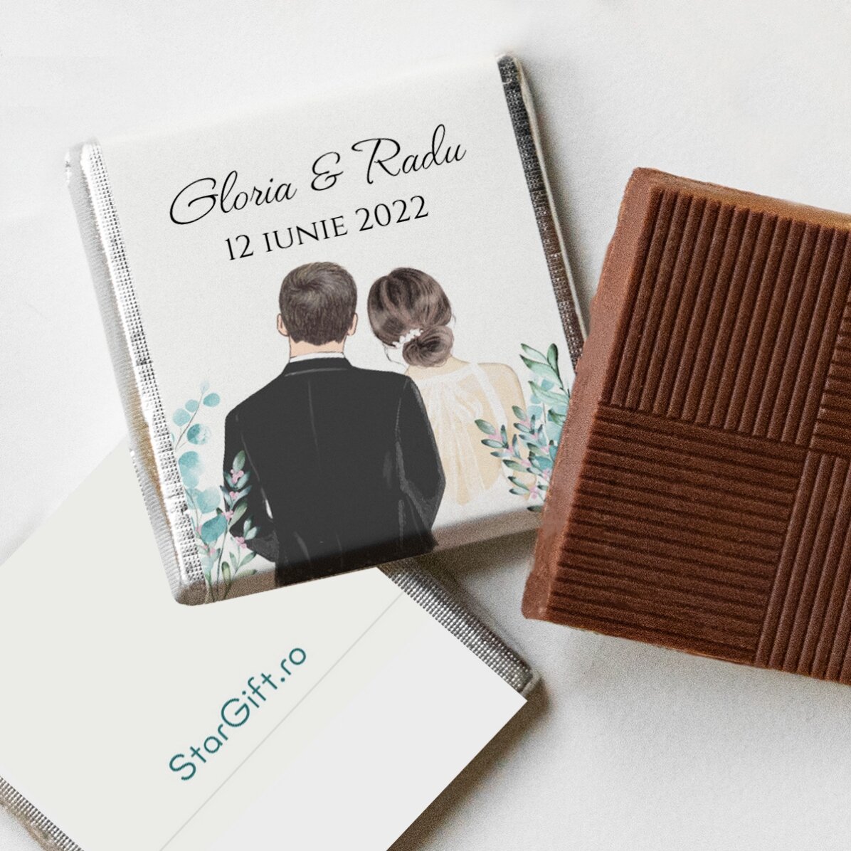 Personalisierte Mini-Schokoladenpraline mit Text – „Our wedding“