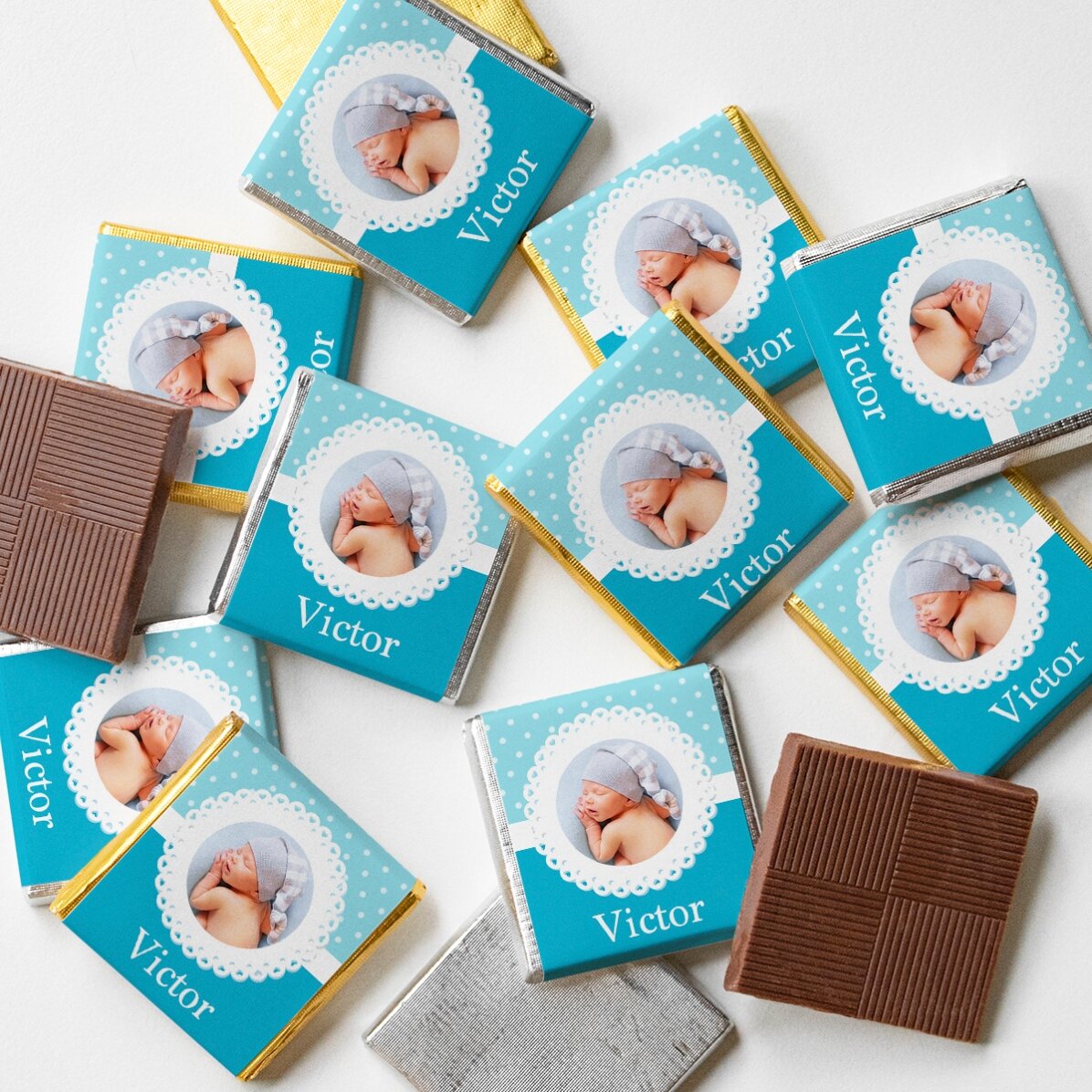 Personalisierte Mini-Schokolade mit Foto und Text – Taufgeschenk