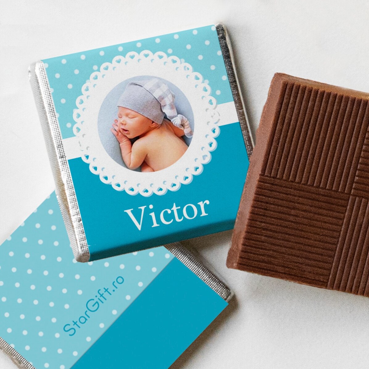 Personalisierte Mini-Schokolade mit Foto und Text – Taufgeschenk