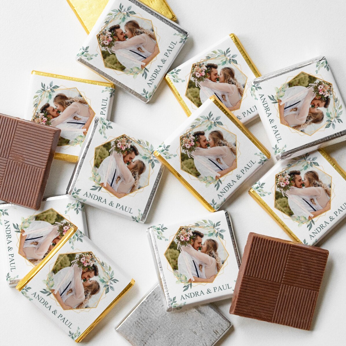 Personalisierte Mini-Schokoladenpraline mit Foto und Text – Elegance