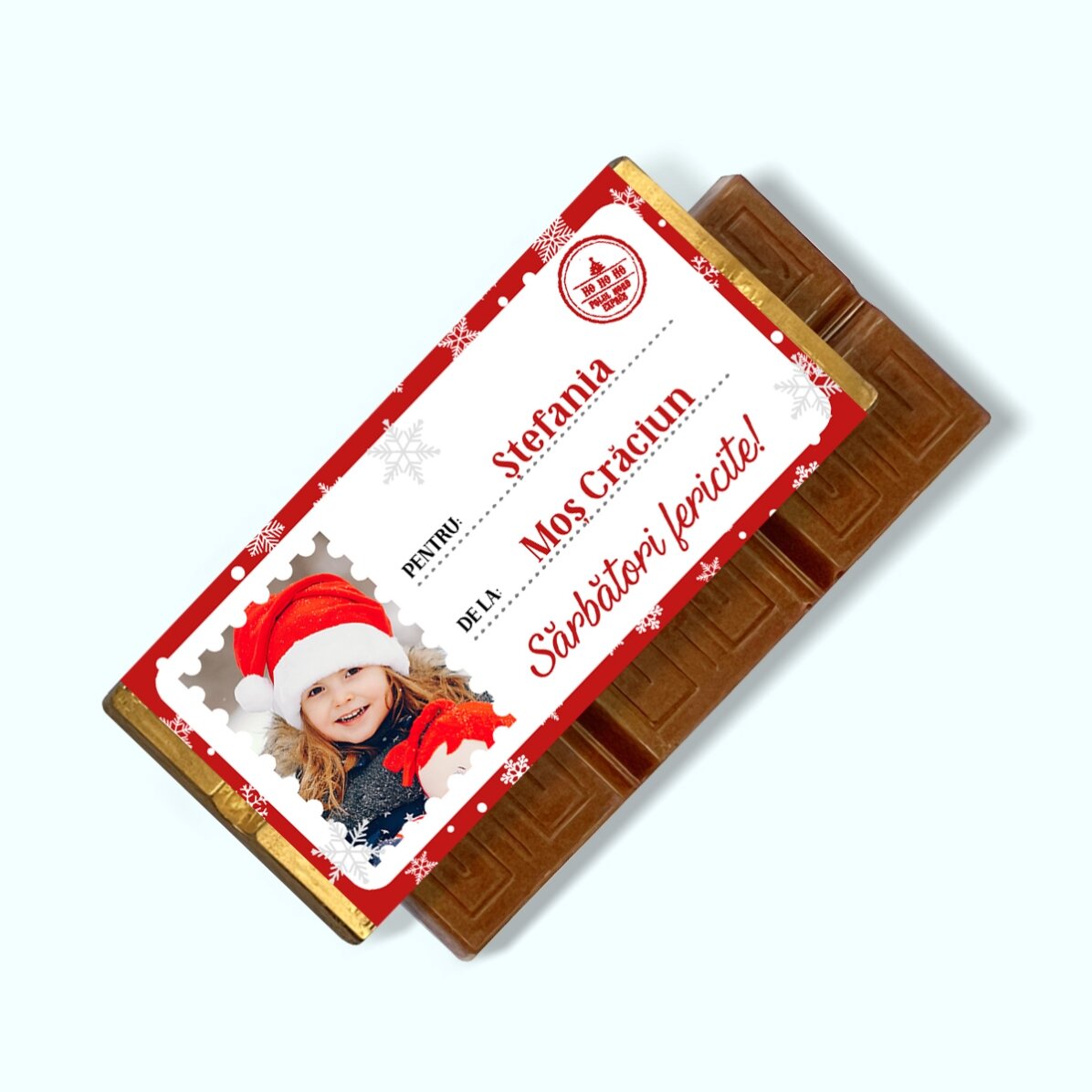Personalisierte Mini-Schokoladentafel mit Foto und Botschaft – Mit lieben Grüßen, der Weihnachtsmann