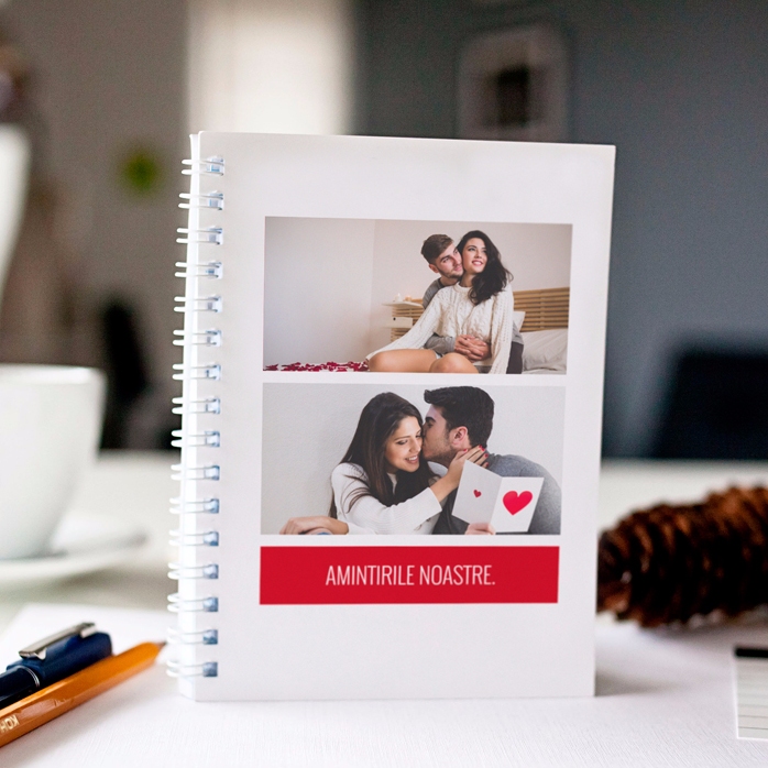 Personalisiertes Notizbuch mit 2 Fotos und Text