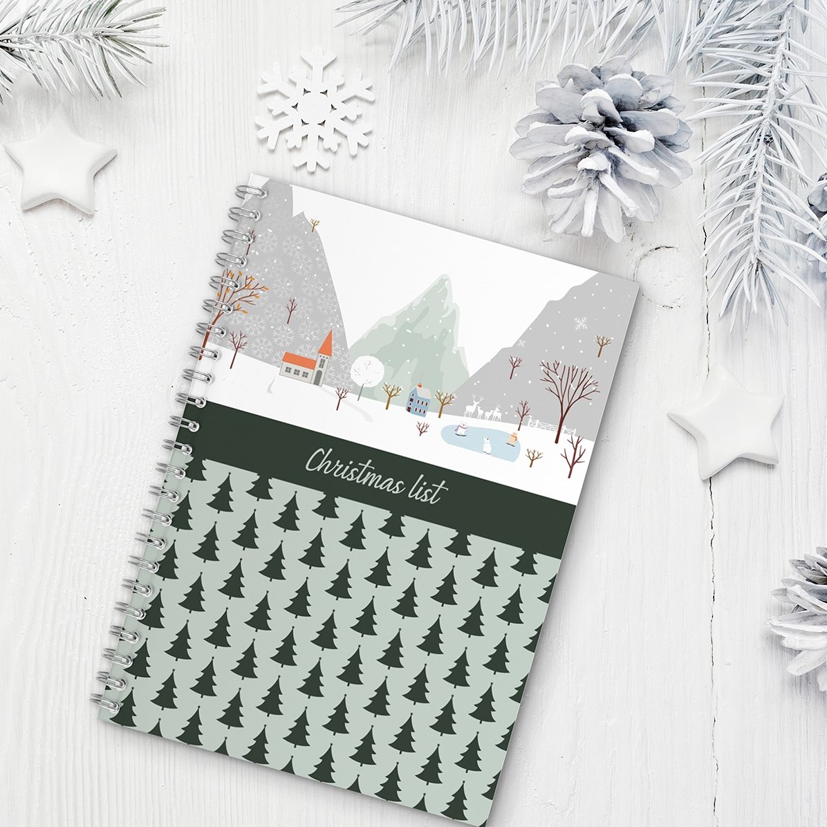 Personalisiertes Notizbuch mit Text – Weihnachtswunschliste