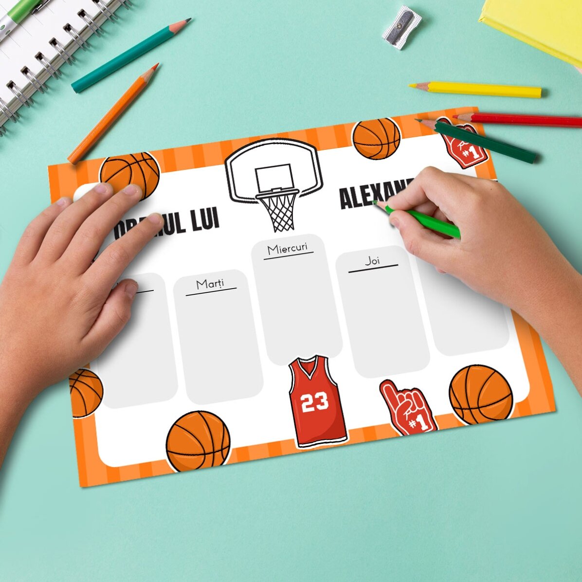 Individueller Spielplan mit Text – Basketball
