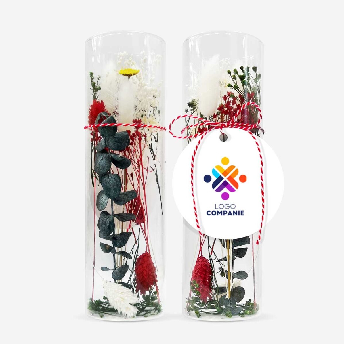 Martisor-Dekoration aus Glas mit konservierten Blumen, individuell mit Logo versehen