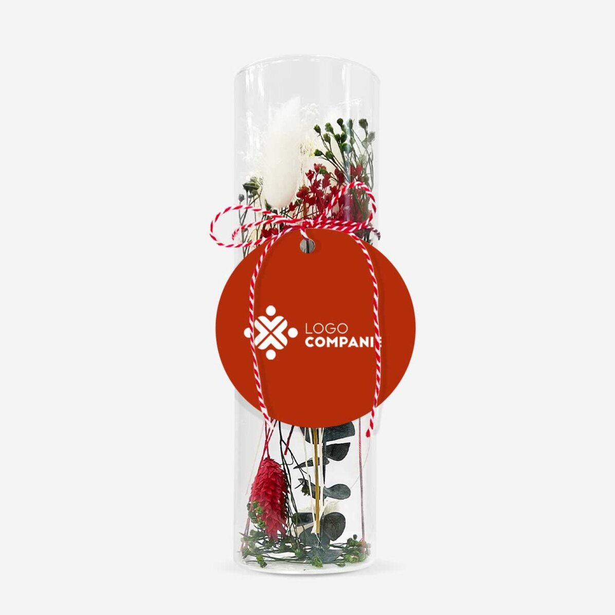 Martisor-Dekoration aus Glas mit konservierten Blumen, individuell mit Logo versehen