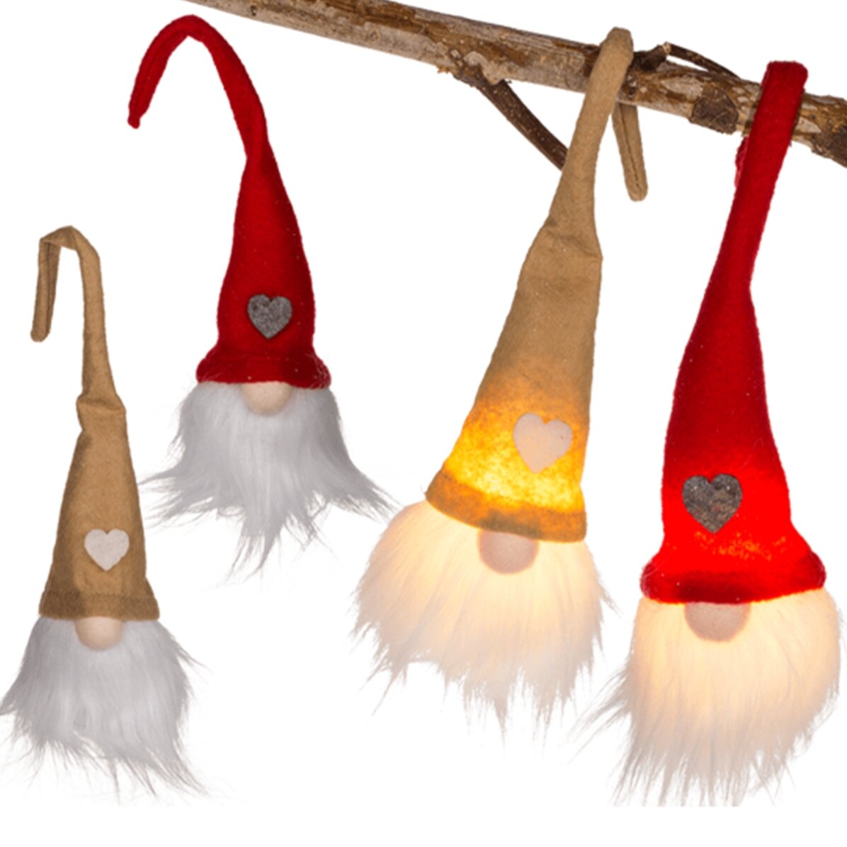 Spiridus-Weihnachtsbaumschmuck aus Achat mit Lichtern