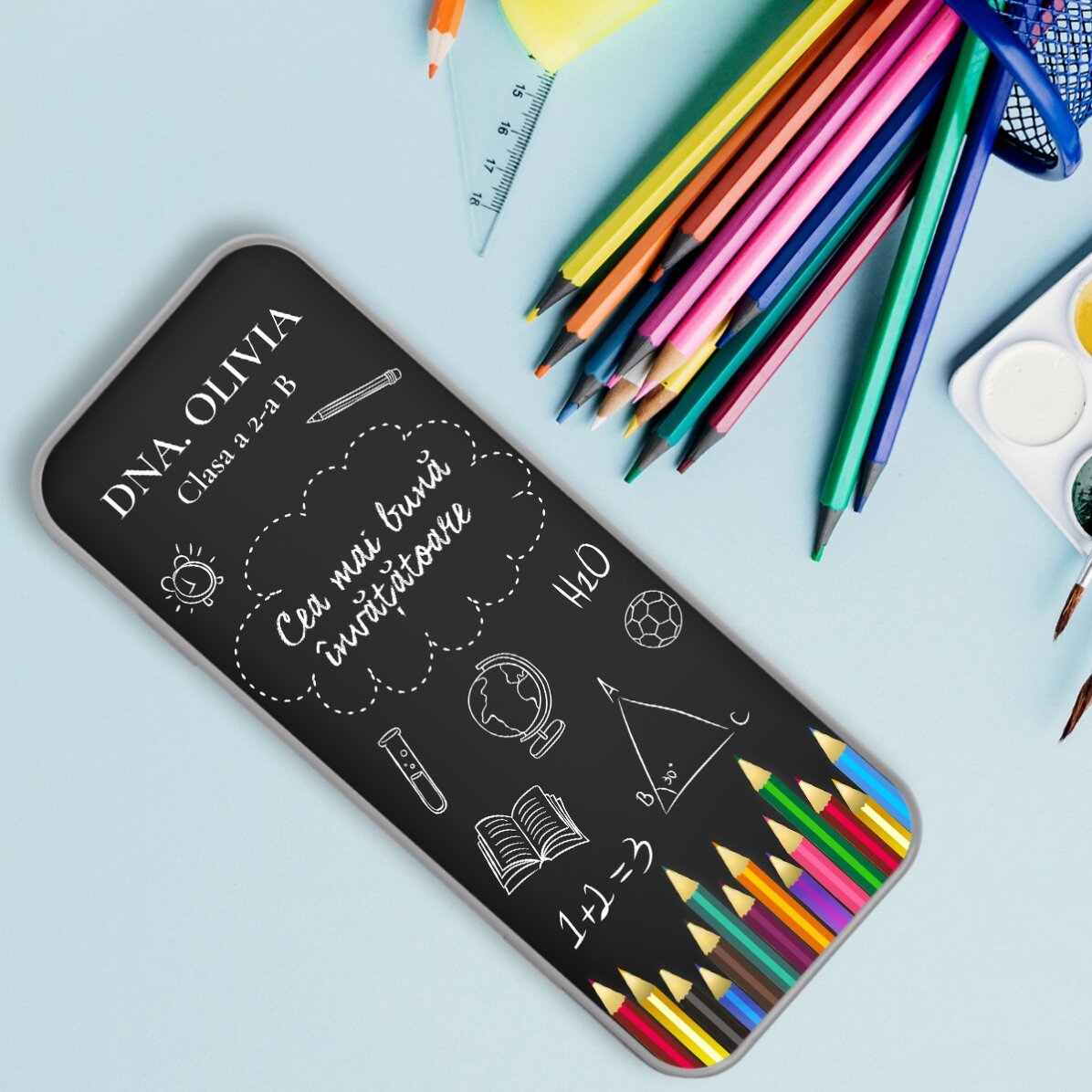Personalisiertes Federmäppchen mit Aufdruck – „Best teacher“