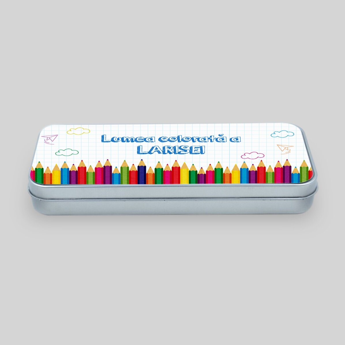 Personalisiertes Federmäppchen mit Text – Eine bunte Welt