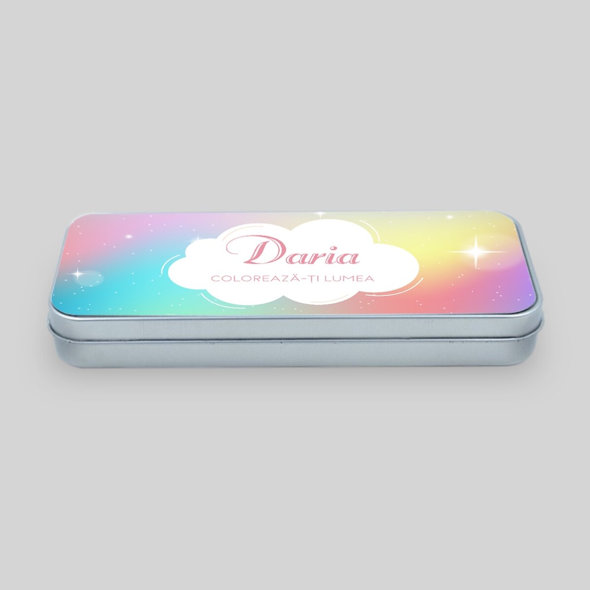 Personalisiertes Federmäppchen mit Text – Rainbow