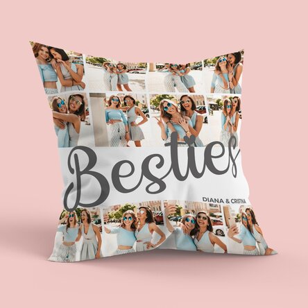 Personalisiertes Kissen mit 12 Fotos, großes Format – Besties