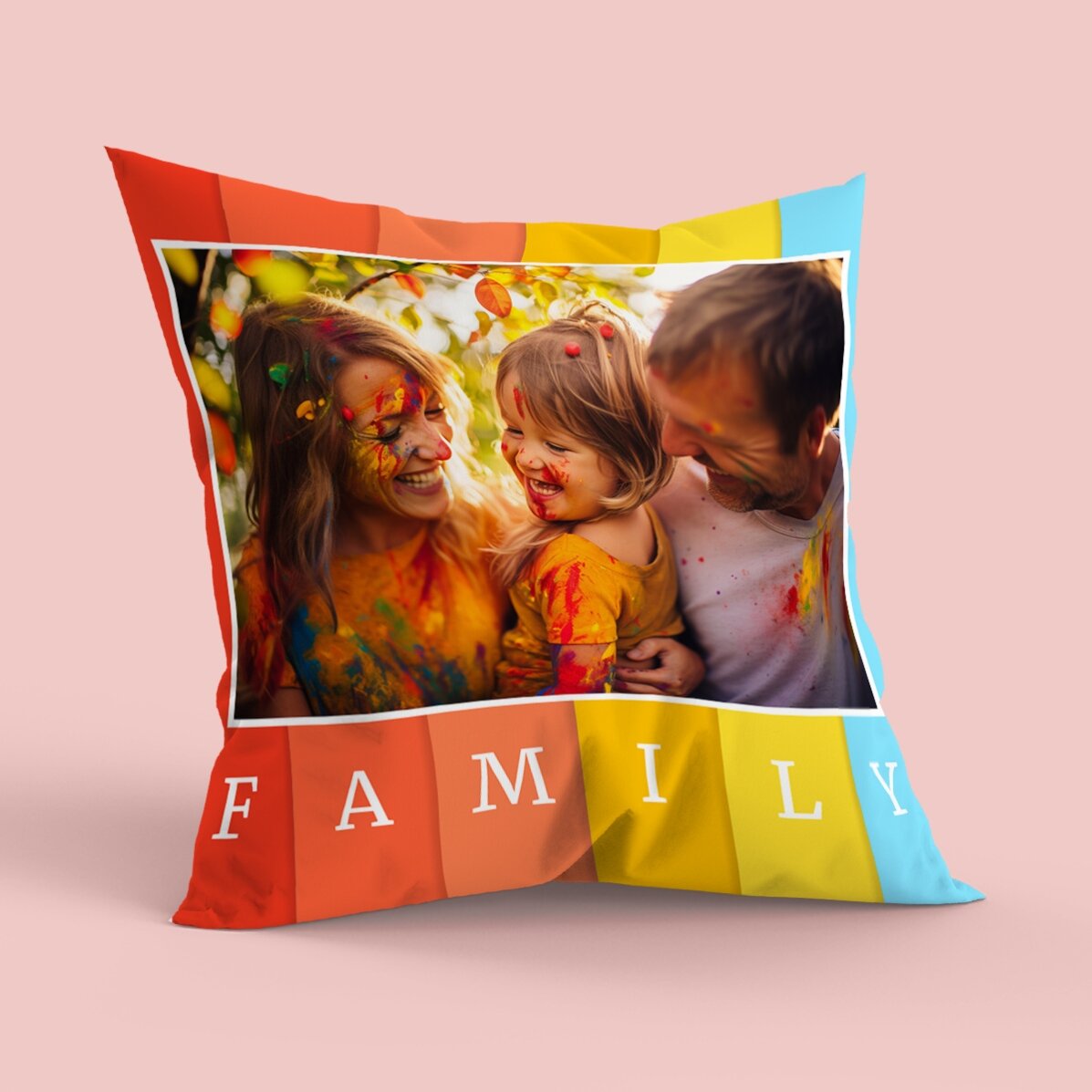 Personalisiertes Kissen mit Foto, großes Format – Family