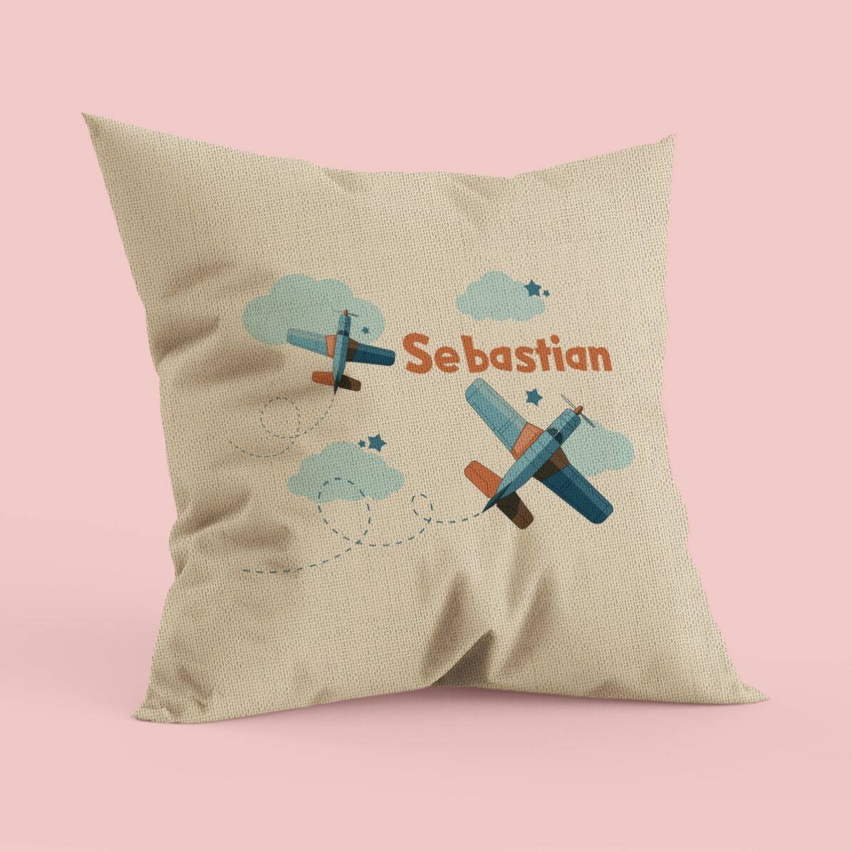 Personalisiertes Kissen mit Text – Flugzeuge In