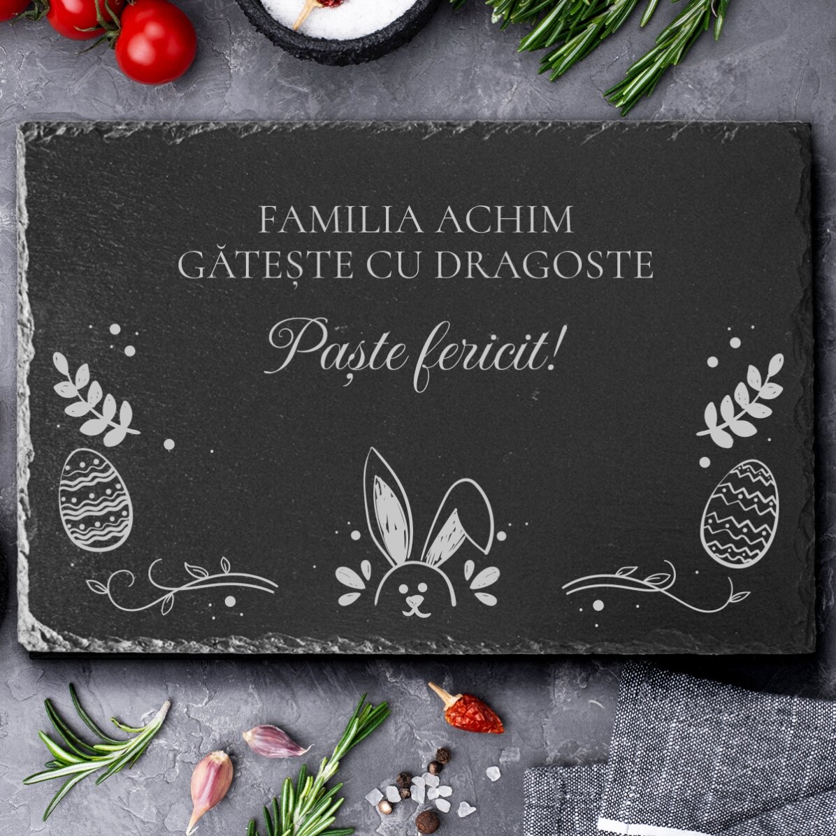 Individuell gravierte Schieferplatte mit Text – Ostern