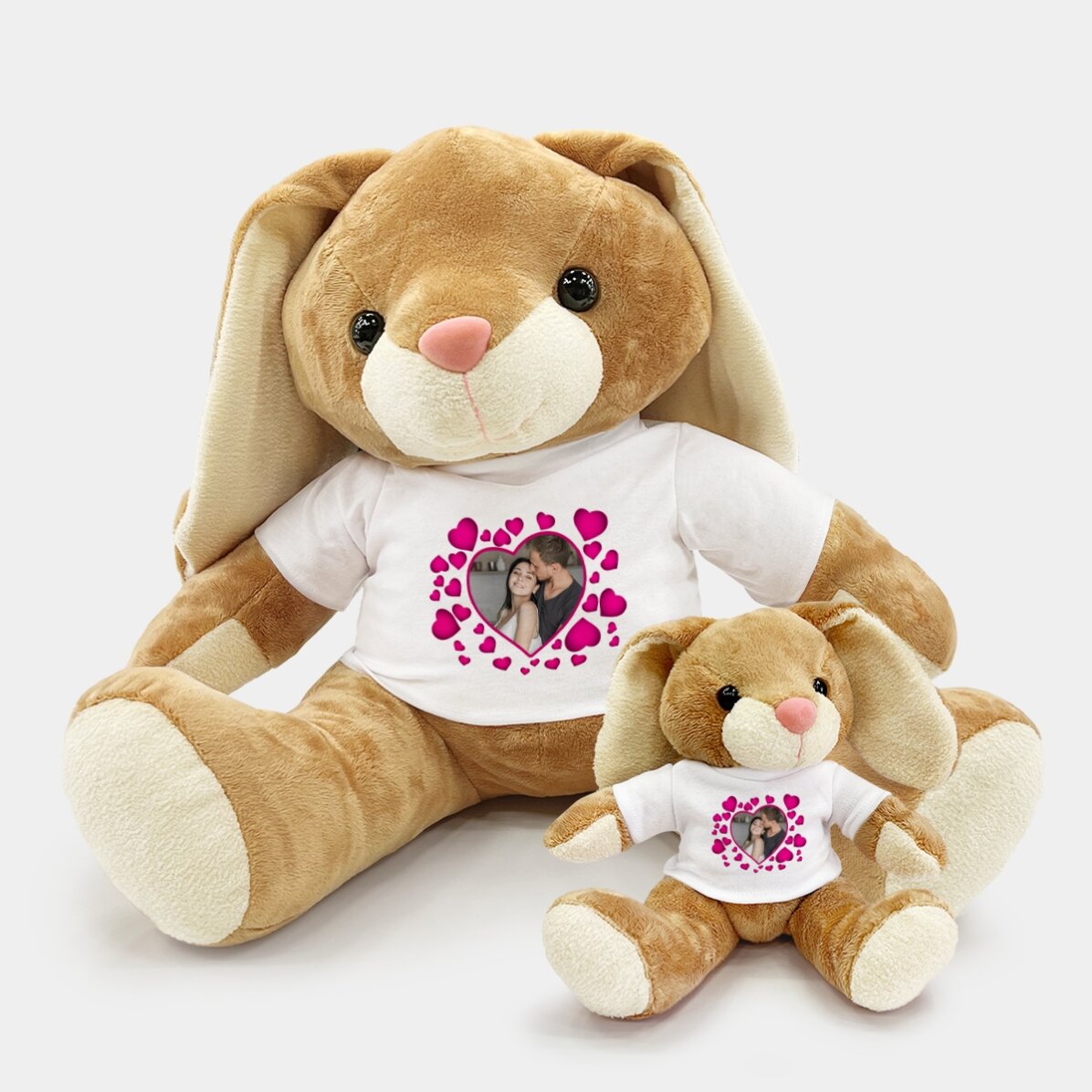 Außerdem ein personalisiertes Häschen mit rosa Herzchen und einem Foto