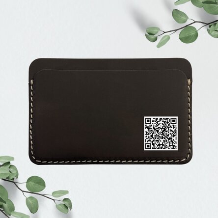 Personalisierte farbige Lederbrieftasche mit QR-Code – Kontakt