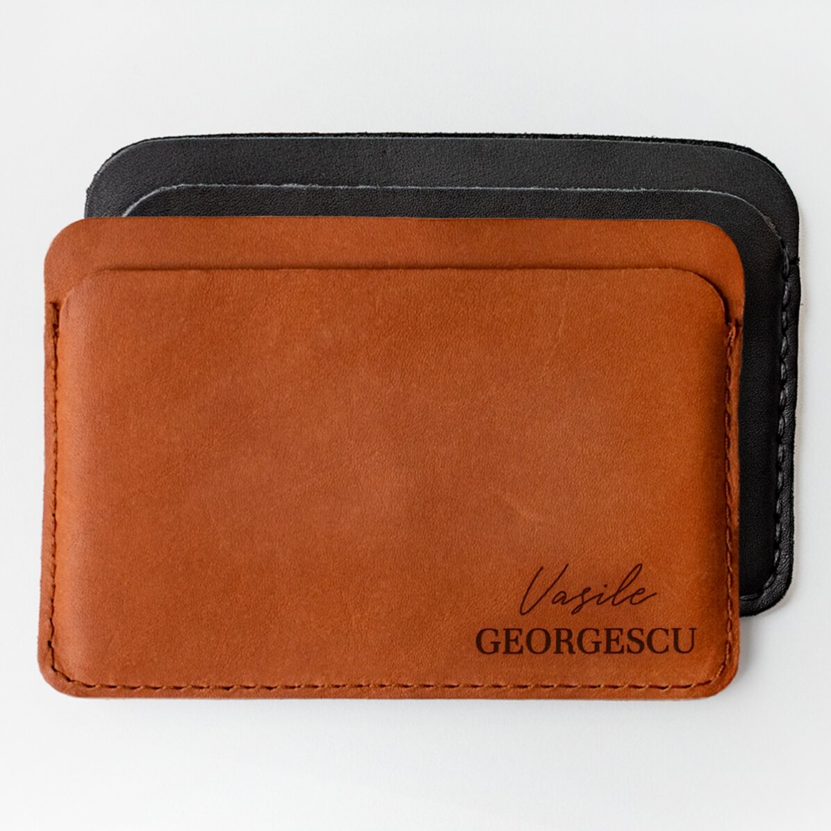 Personalisierte Lederbrieftasche mit 2 Namen