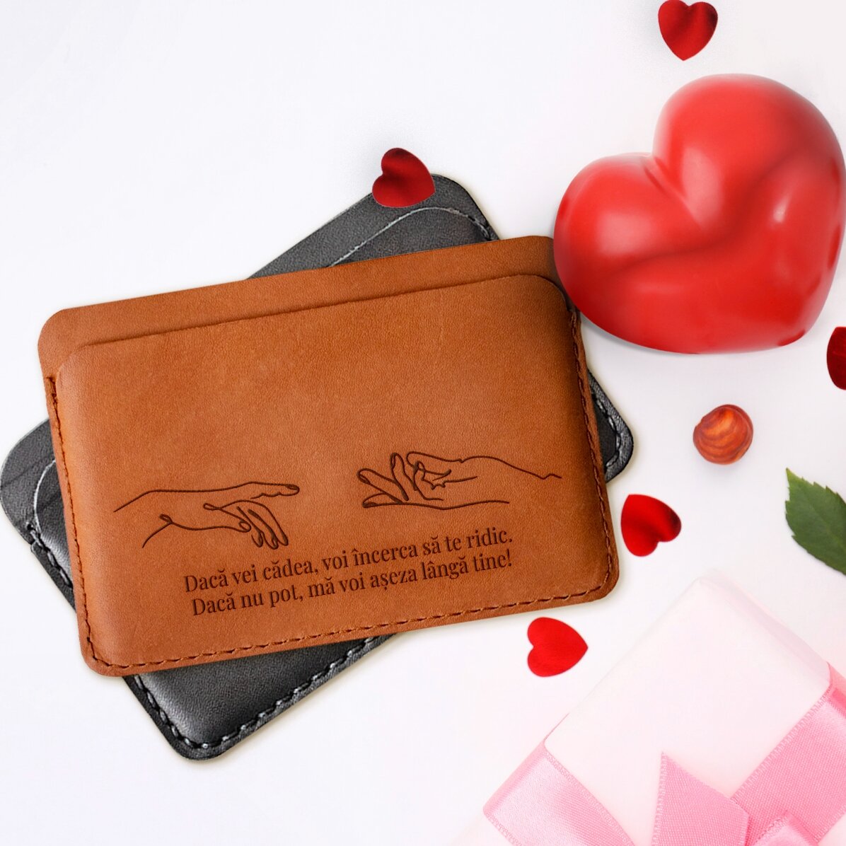 Personalisierte Lederbrieftasche mit Botschaft – Falls du mal hinfällst