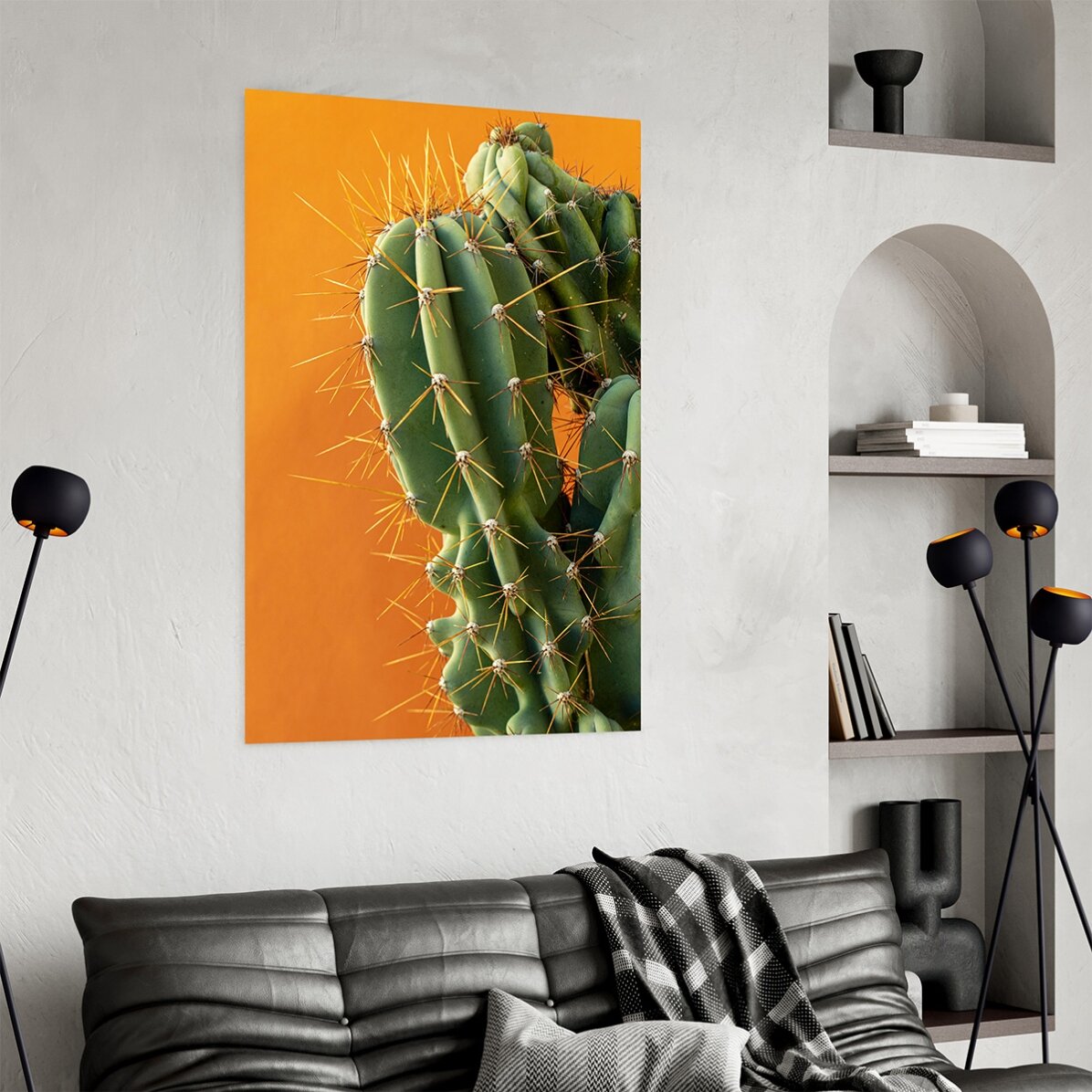 Poster „Kaktus“ mit buntem Hintergrund