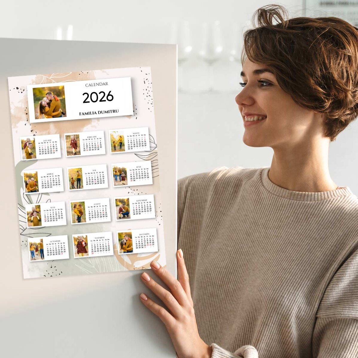Individuell gestaltetes Kalenderposter mit 13 Fotos und Text